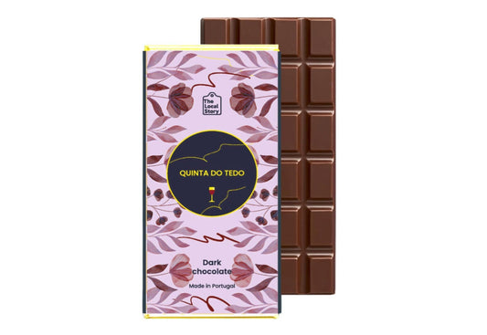 Chocolate bar with a floral packaging on a white background